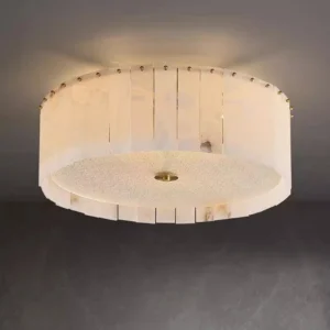 TOMAX D60CM/24INCH Modern Alabaster Circle Flush Mount Ceiling Light for Living Room