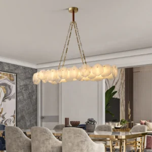 TOMAX L120CM/47INCH Minimalist Alabaster Hanging Pendant Light for Dining Room and Kitchen Island