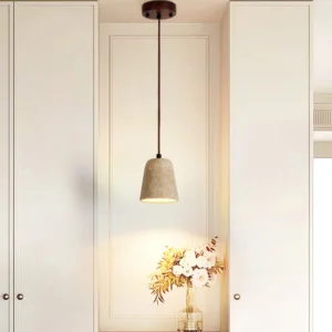 TOMAX D11CM/4INCH Minimalist Bedside Pendant Lamp Travertine Lighting for Bedroom Dining Room