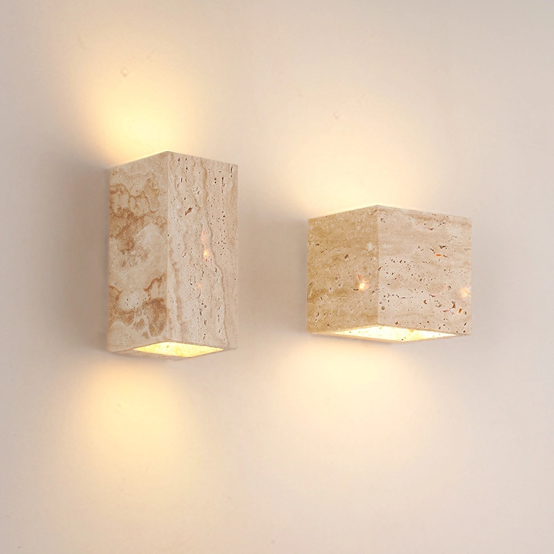 TOMAX D12CM/5INCH Travertine Light Fixture Square/Rectangle Wall Sconce for Outdoor/Indoor Use