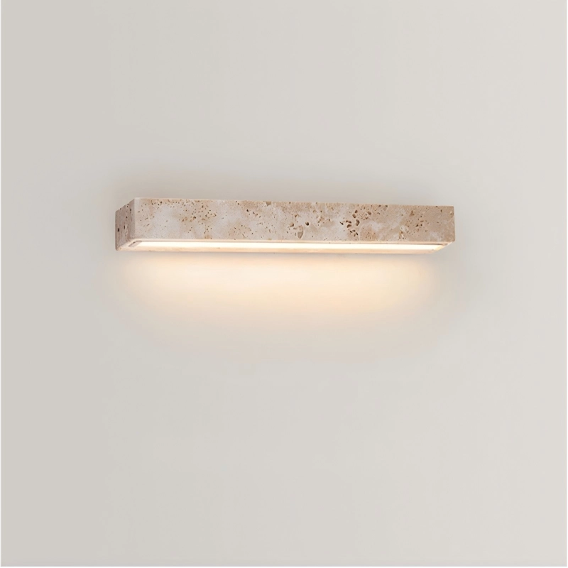 TOMAX 62CM/24INCH Rectangle Travertine Light Fixture Modern Stone Wall Light for Indoor/Outdoor Use