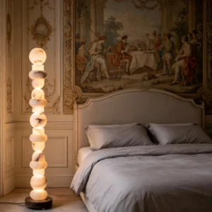 TOMAX H160CM/62.9INCH Modern Luxury White Alabaster  Lighting Sphere High Standing Floor Lamp for Living Room Bderoom Hotel Loby